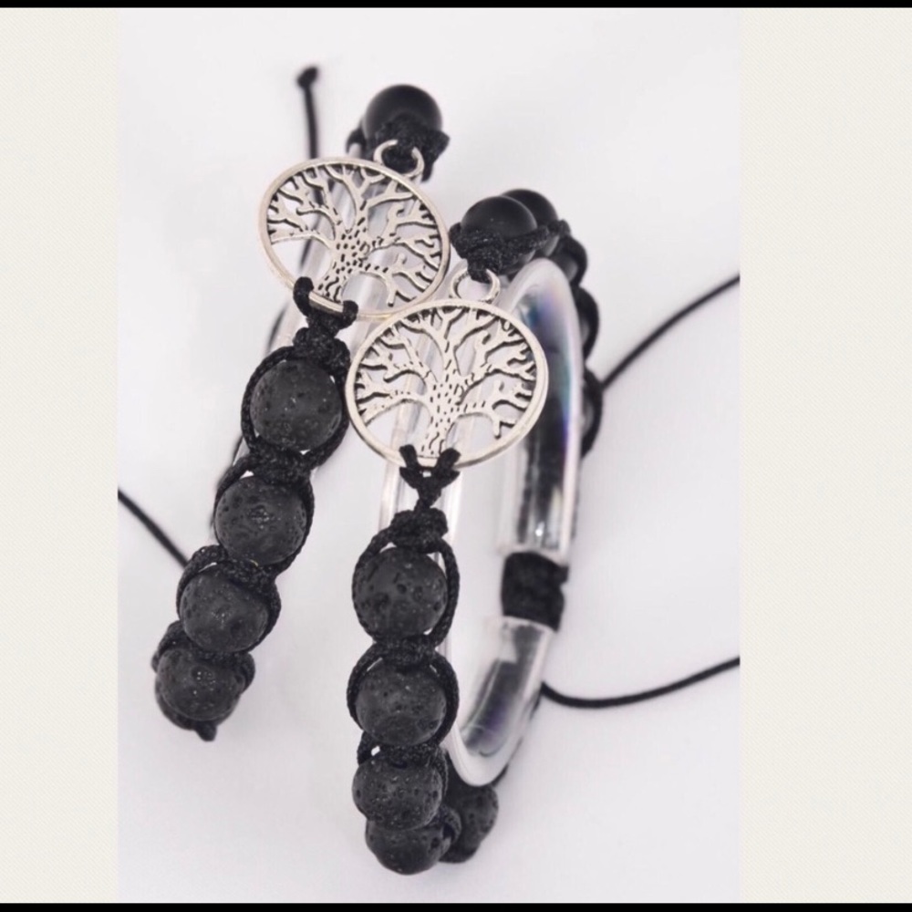 Adjustable Tree of Life Lava Rock Bracelet